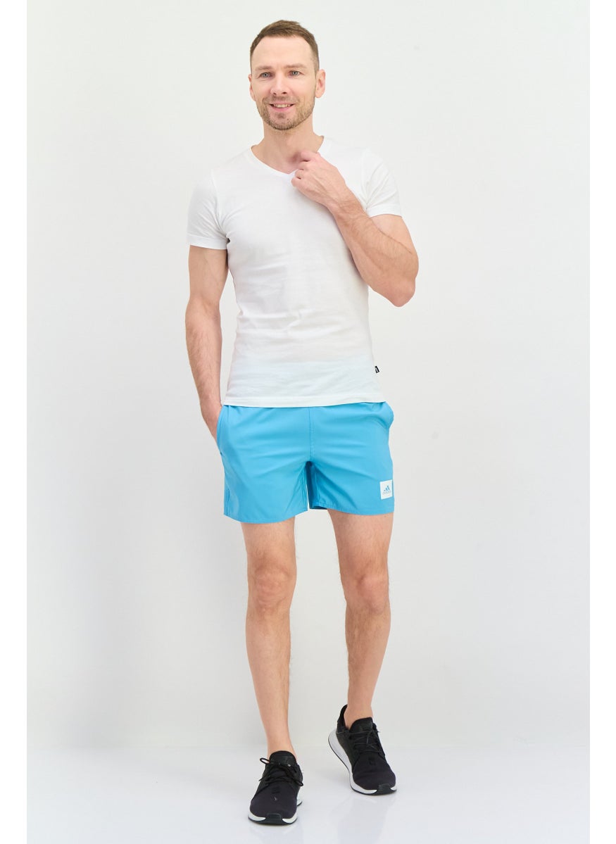 Men Sportswear Fit Drawstring Training Shorts, Blue