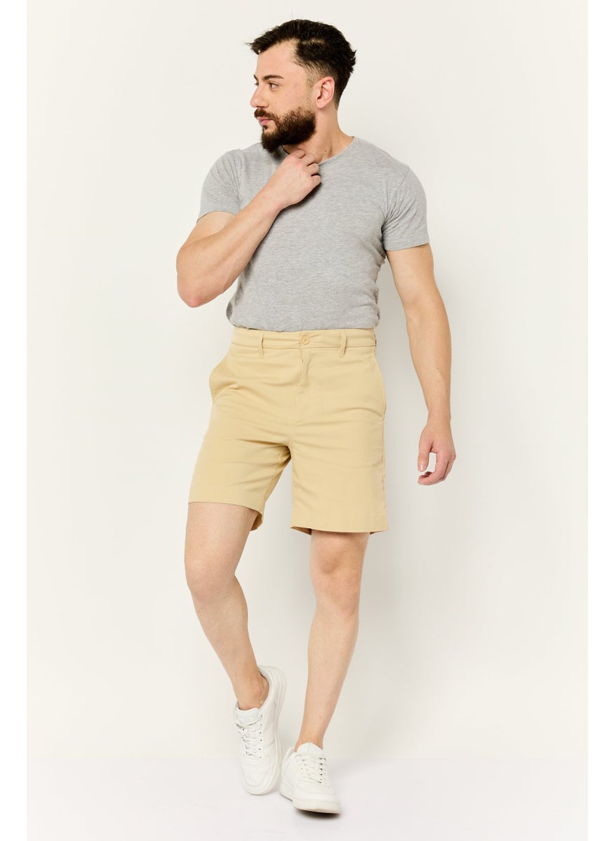 Men Solid Chino Shorts, Beige