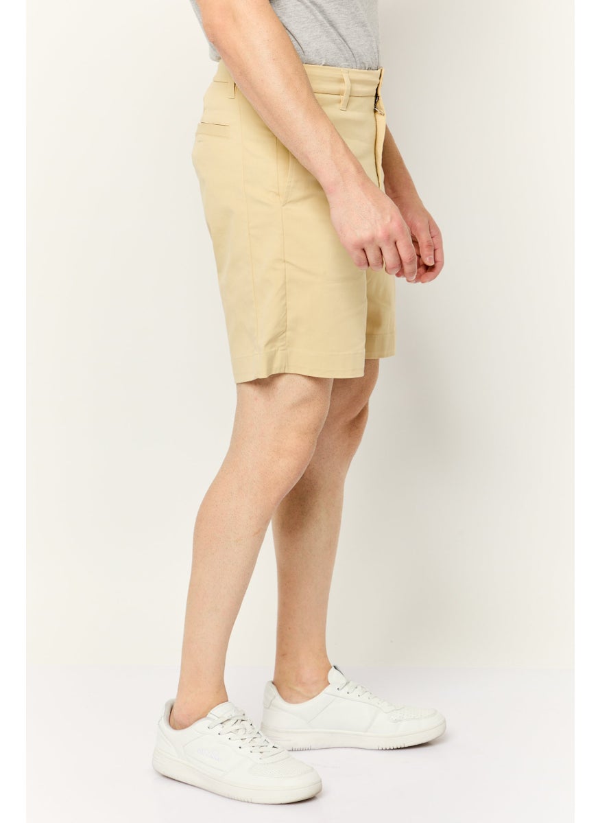 Men Solid Chino Shorts, Beige
