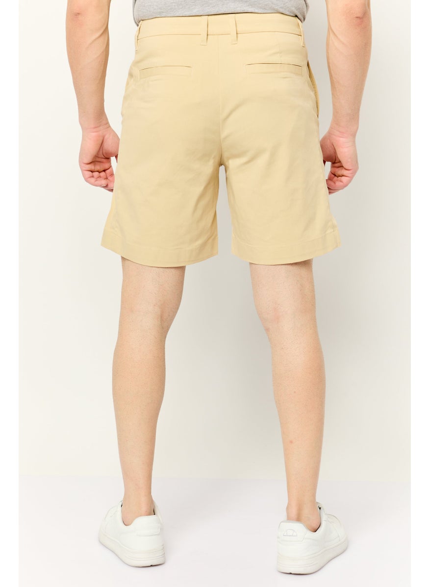Men Solid Chino Shorts, Beige