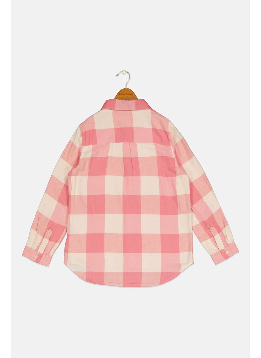 Kids Girl Checkered Long Sleeve Top, Multicolor