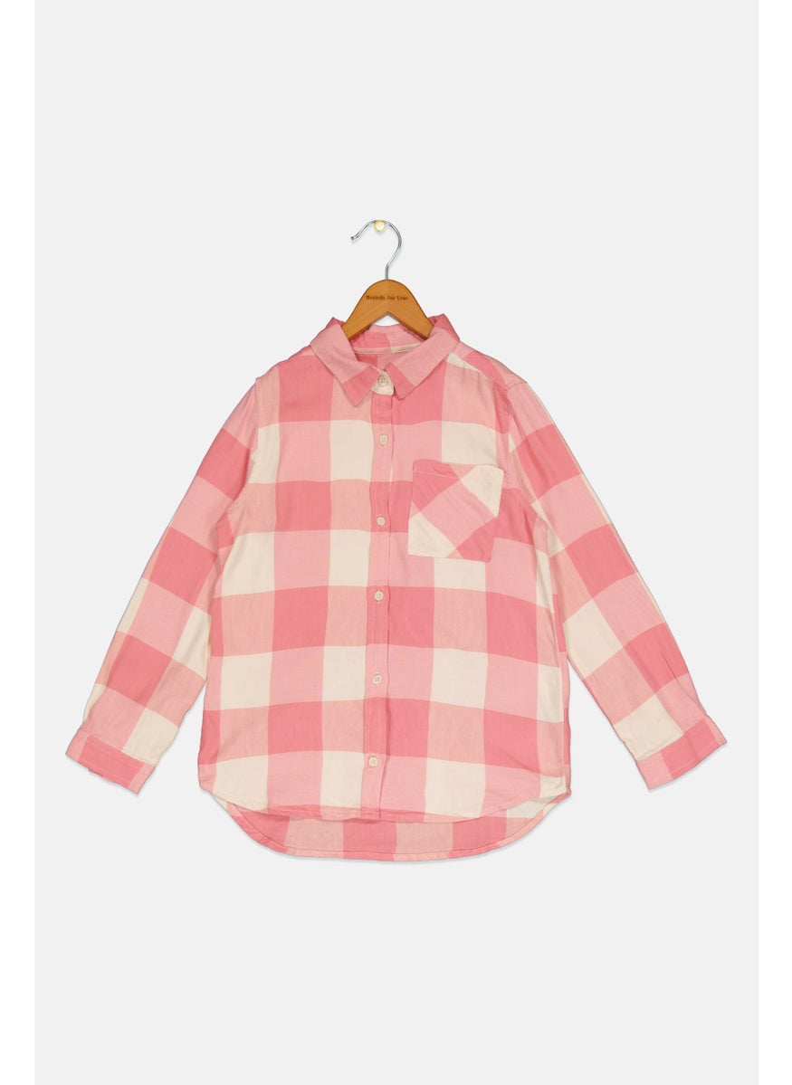 Kids Girl Checkered Long Sleeve Top, Multicolor