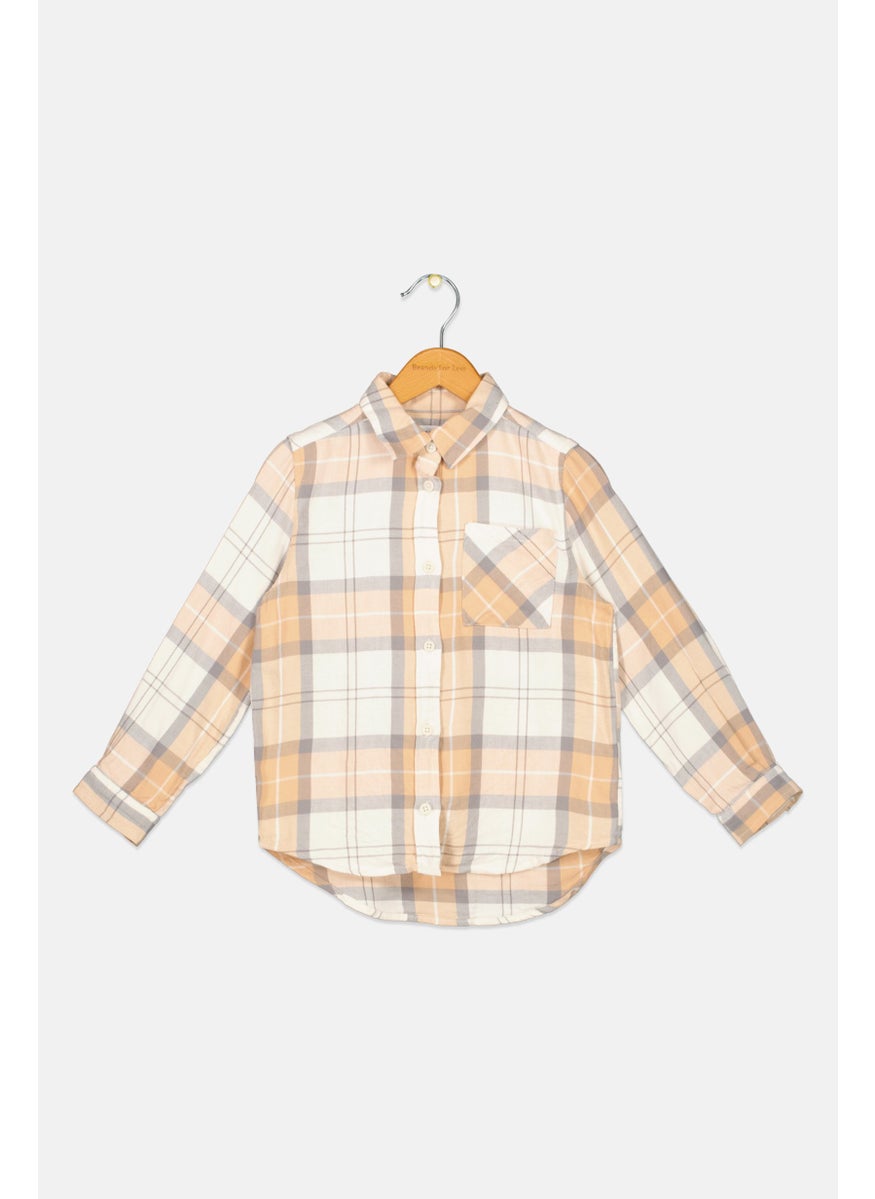 Kids Girl Long Sleeve Plaid Top,  Multicolor