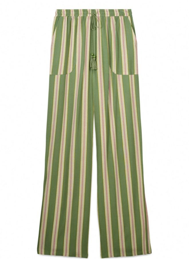 Long striped viscose trouser