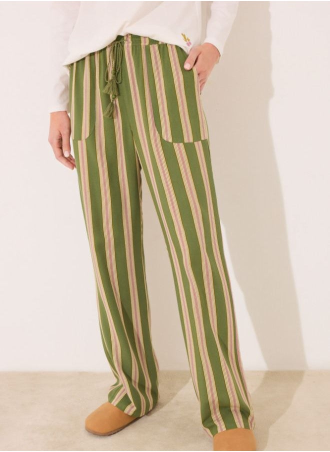 Long striped viscose trouser