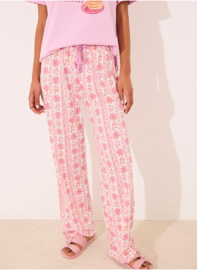 Long trouser 100% cotton flowers