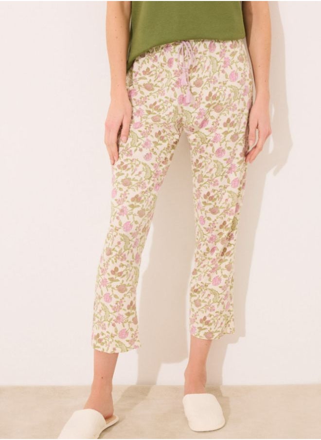 Long carrot trouser 100% cotton flowers