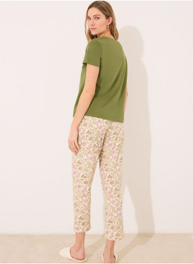 Long carrot trouser 100% cotton flowers
