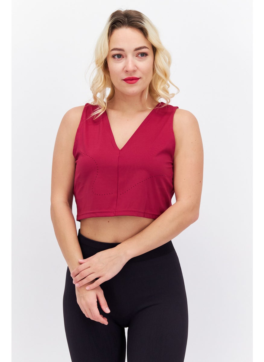 Women Sportwear Fit Sleeveless Training Crop Top, Maroon