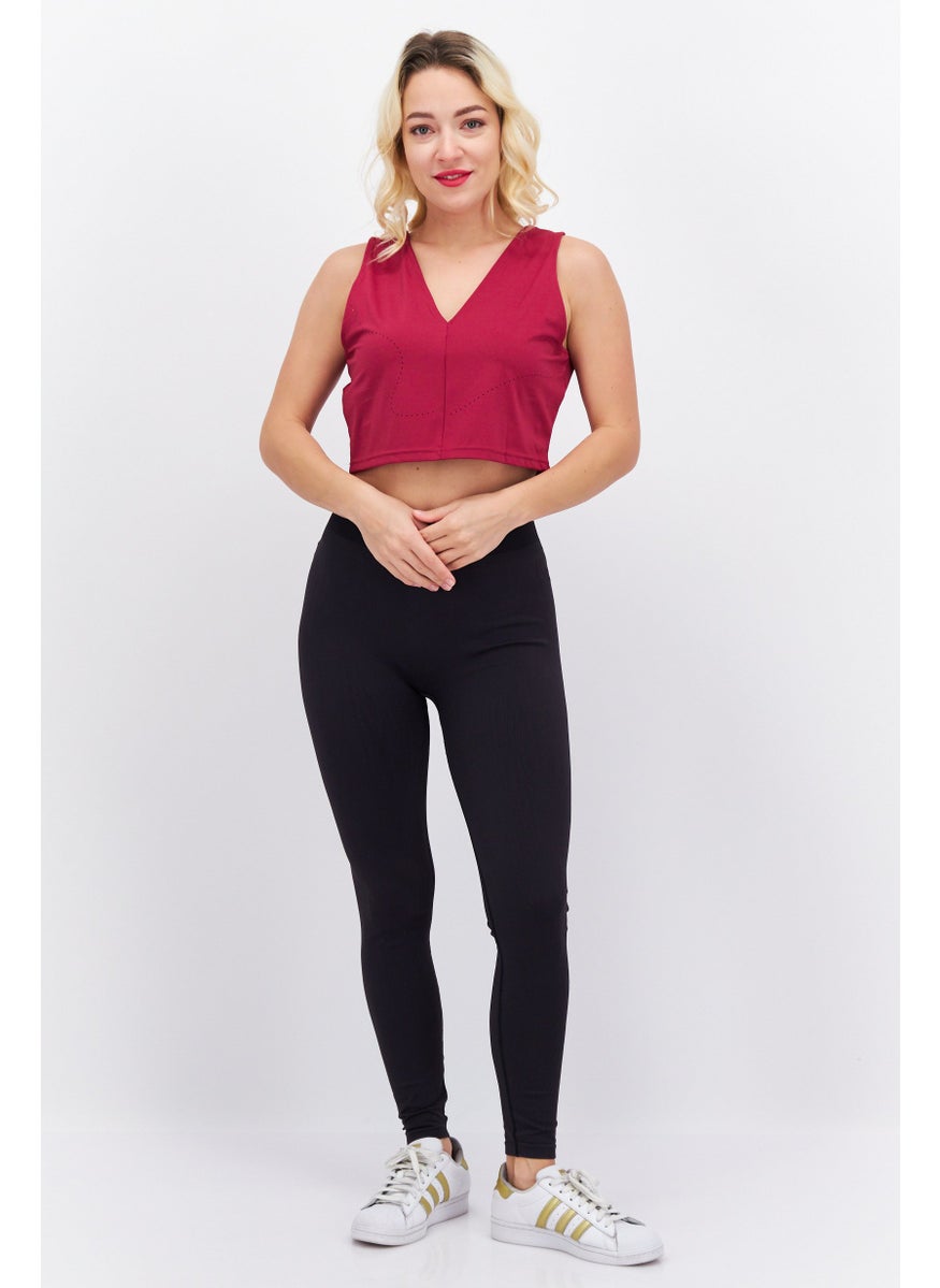 Women Sportwear Fit Sleeveless Training Crop Top, Maroon