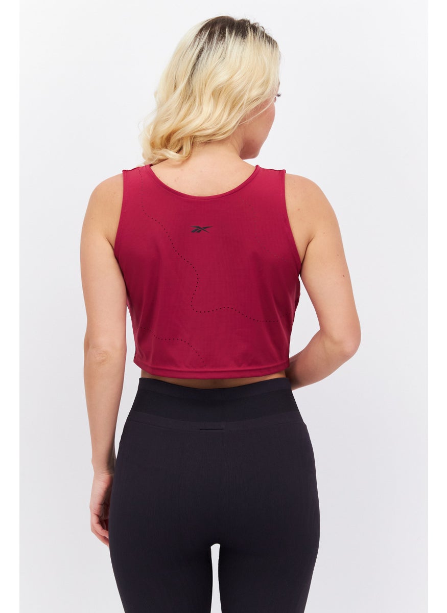 Women Sportwear Fit Sleeveless Training Crop Top, Maroon