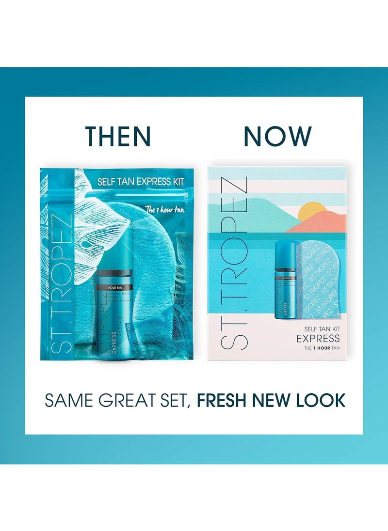 St.Tropez Self Tan Express Starter Kit, Express Mousse 50ml, Applicator Mitt, Develops in 1-3 Hours, Streak-Free Finish, Vegan, Natural & Cruelty Free