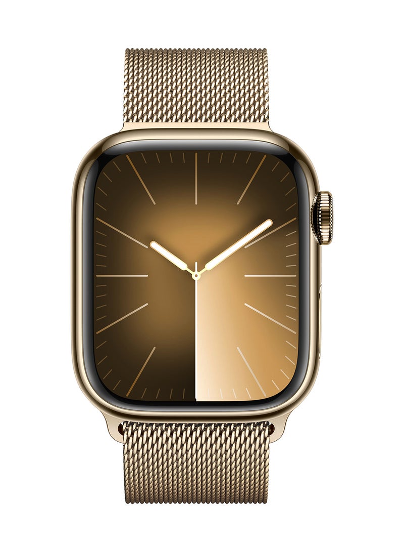 Watch Series 9 GPS + Cellular 45mm Gold Stainless Steel Case With Gold Milanese Loop