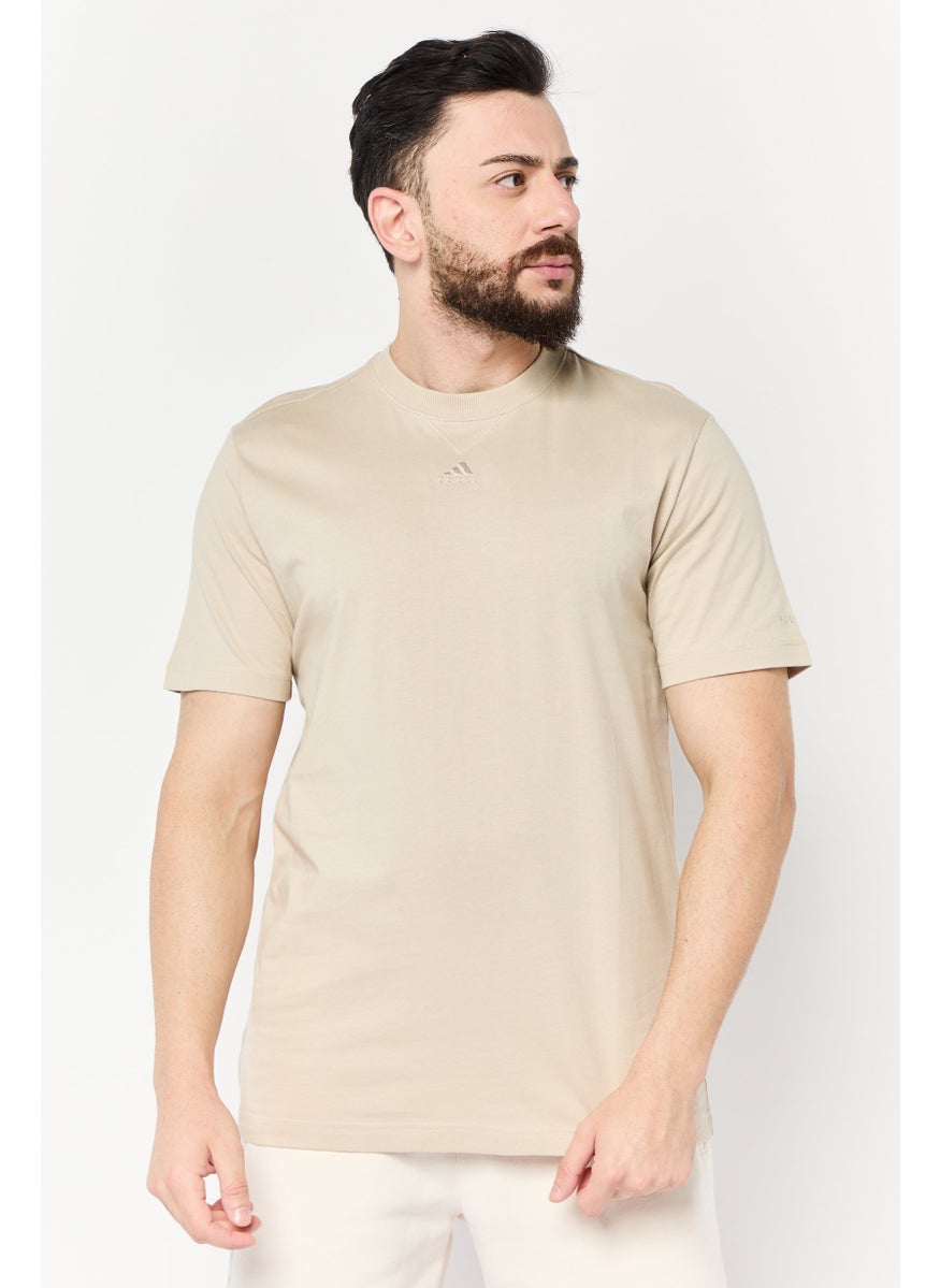 Men Sportswear Fit Short Sleeve Outdoor T-Shirt, Beige