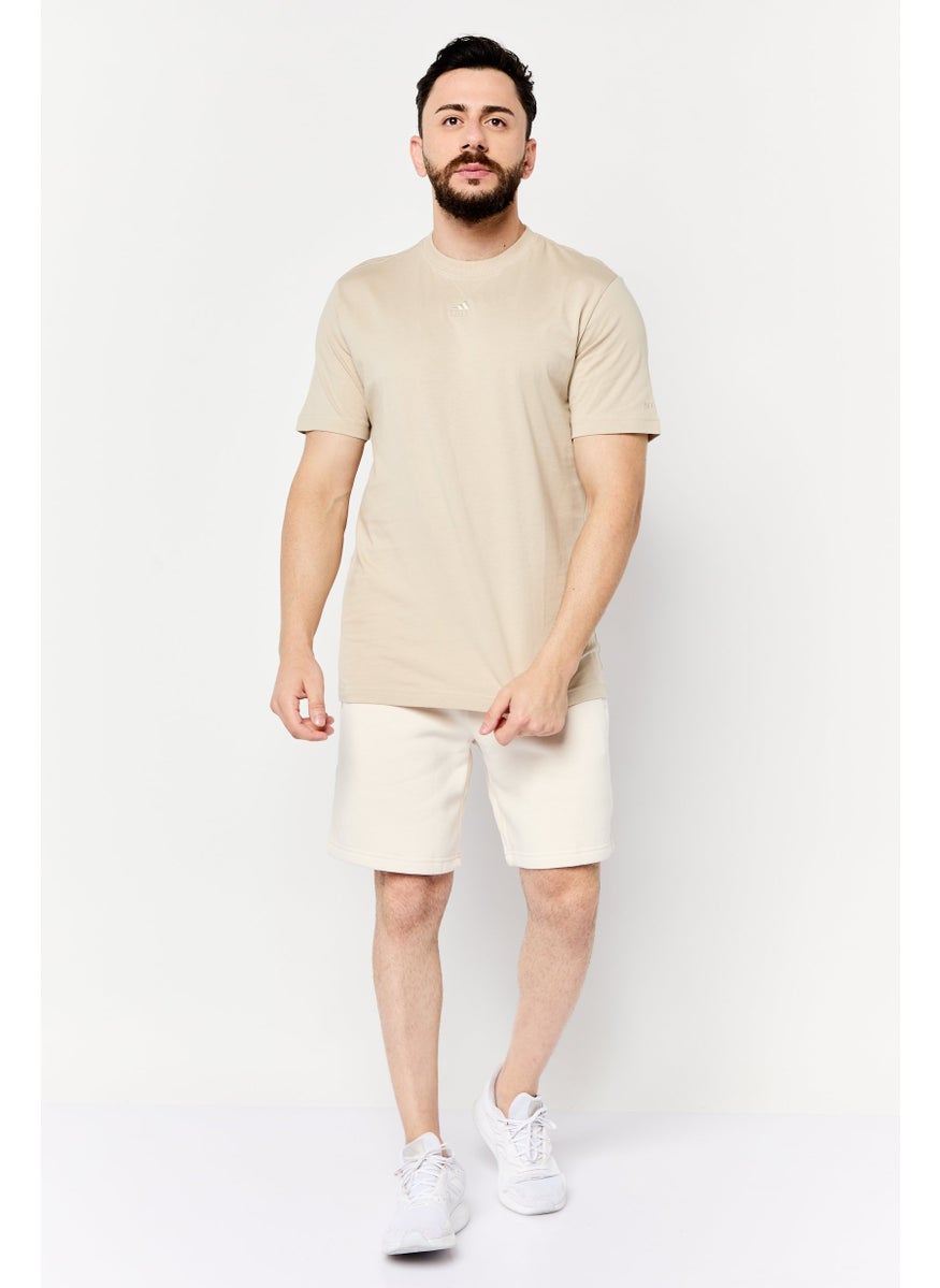 Men Sportswear Fit Short Sleeve Outdoor T-Shirt, Beige