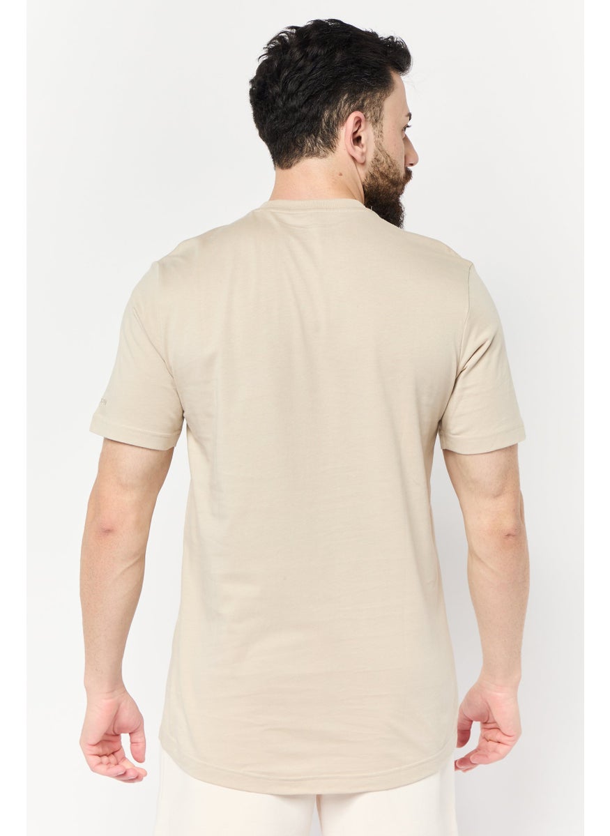 Men Sportswear Fit Short Sleeve Outdoor T-Shirt, Beige