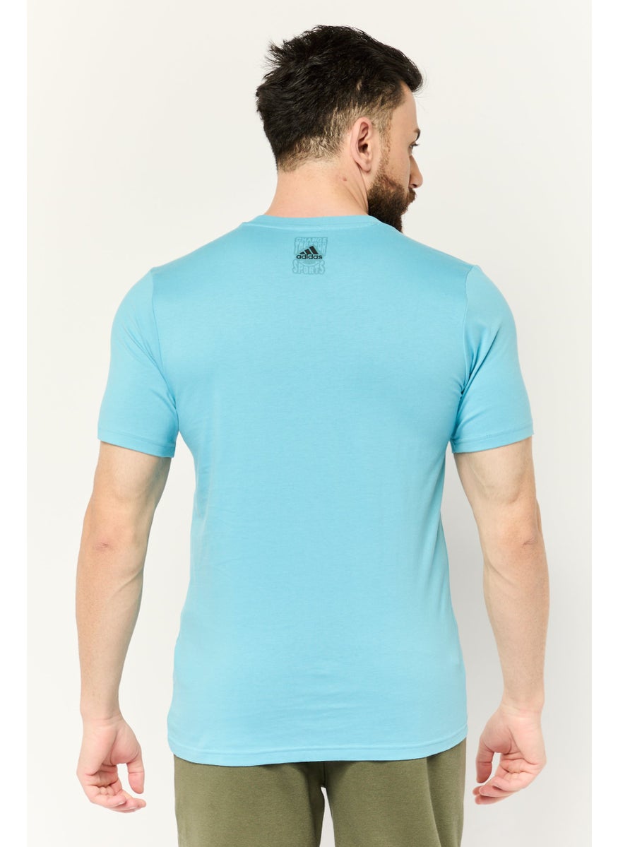 Men Sportswear Fit Short Sleeves Outdoors T-Shirt,  Dark Cyan