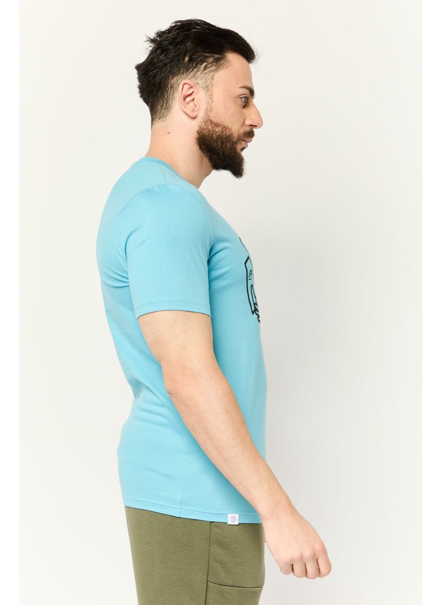 Men Sportswear Fit Short Sleeves Outdoors T-Shirt,  Dark Cyan