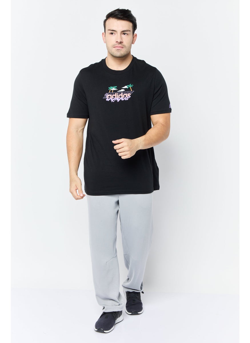 Men Sportswear Fit Short Sleeve Outdoor T Shirt, Black