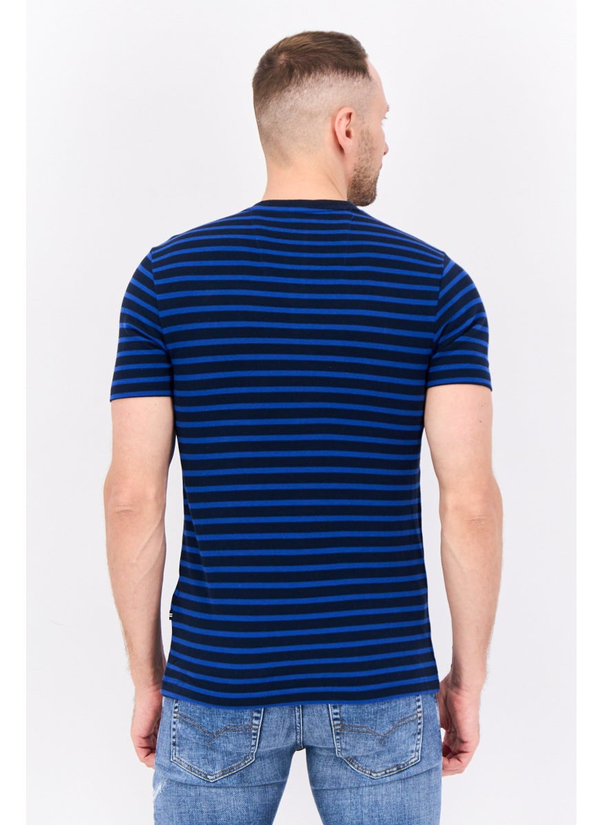 Men Regular Fit Short Sleeeves Embroidered Logo T-Shirts, Dark Navy/Blue