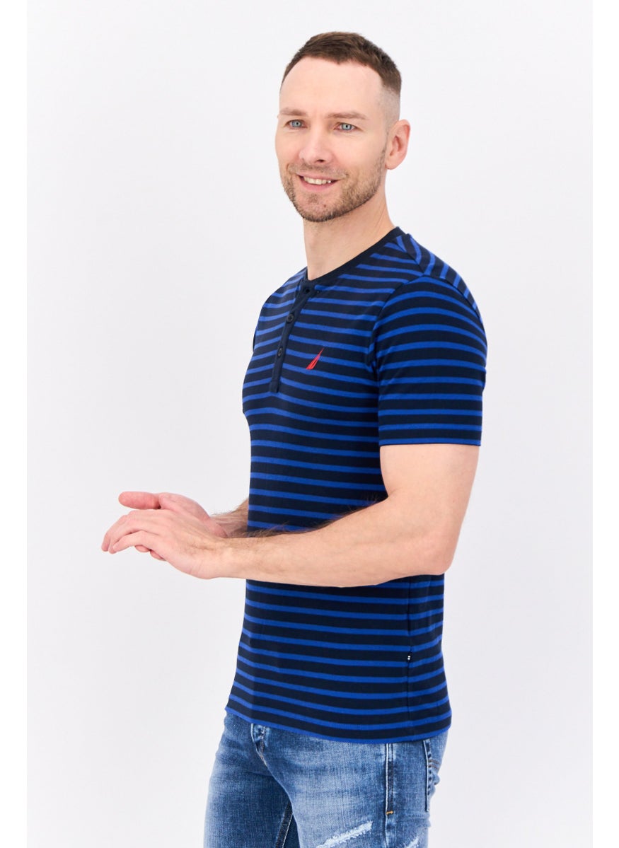 Men Regular Fit Short Sleeeves Embroidered Logo T-Shirts, Dark Navy/Blue