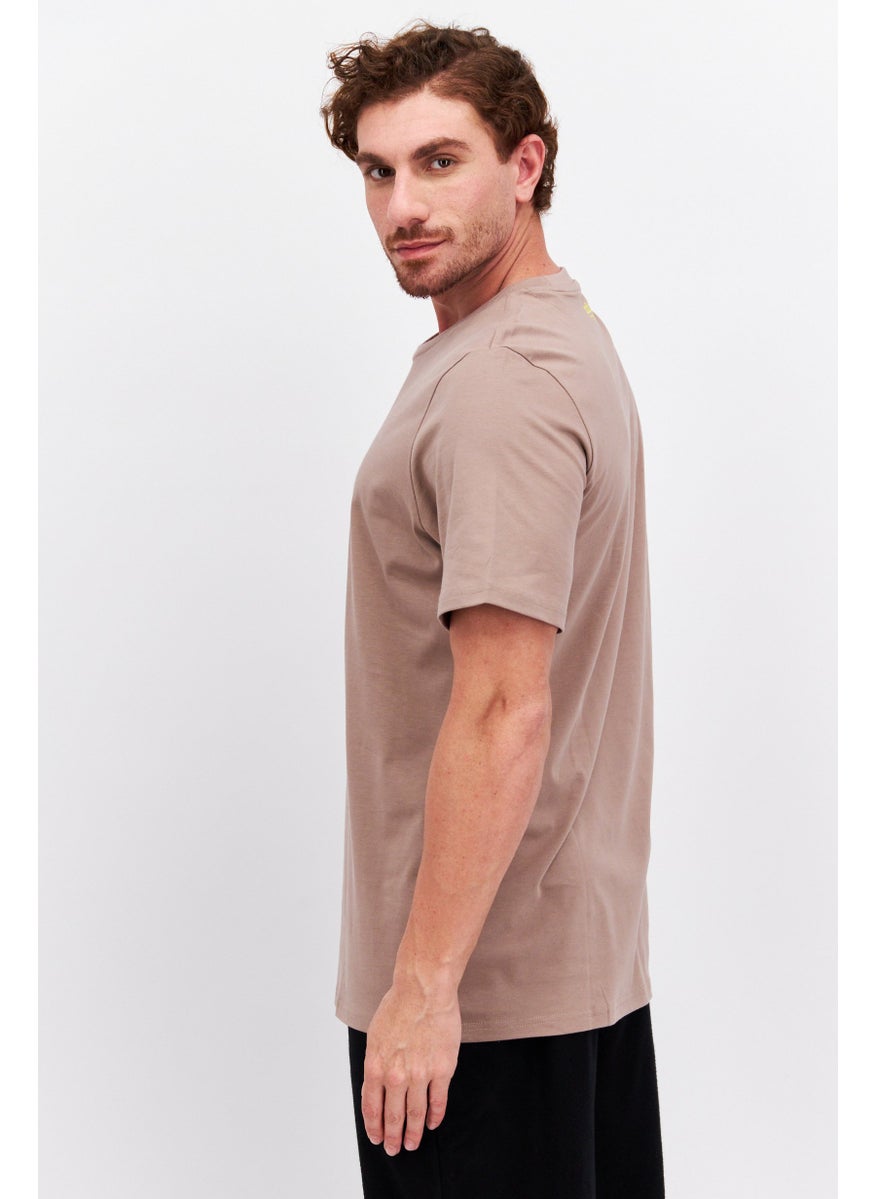Men Sportswear Fit Short Sleeve Outdoor T-Shirts, Light Brown Combo