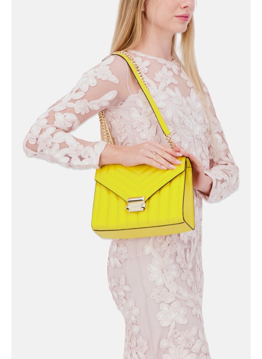 Women Brand Logo Shoulder Bag 19 H x 25 L x 9 W cm, Yellow