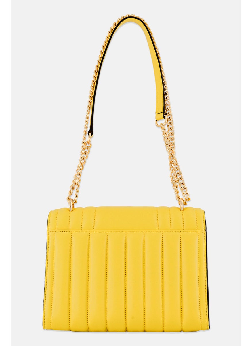 Women Brand Logo Shoulder Bag 19 H x 25 L x 9 W cm, Yellow
