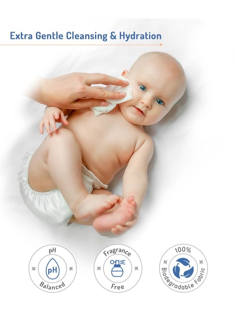 Bonfino Hypoallergenic 99.9% Water Baby Wipes. Alcohol & Fragrance-Free, Biodegradable Bamboo, Pack of 9 - 540 Pieces