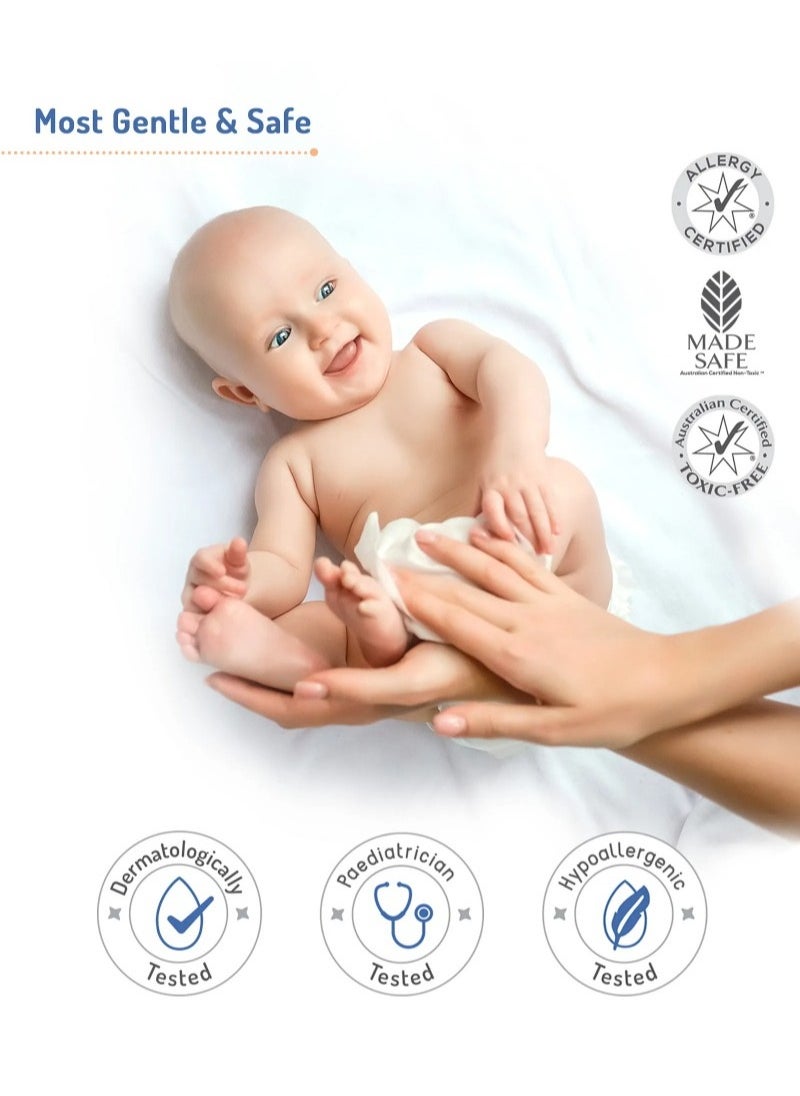 Bonfino Hypoallergenic 99.9% Water Baby Wipes. Alcohol & Fragrance-Free, Biodegradable Bamboo, Pack of 9 - 540 Pieces