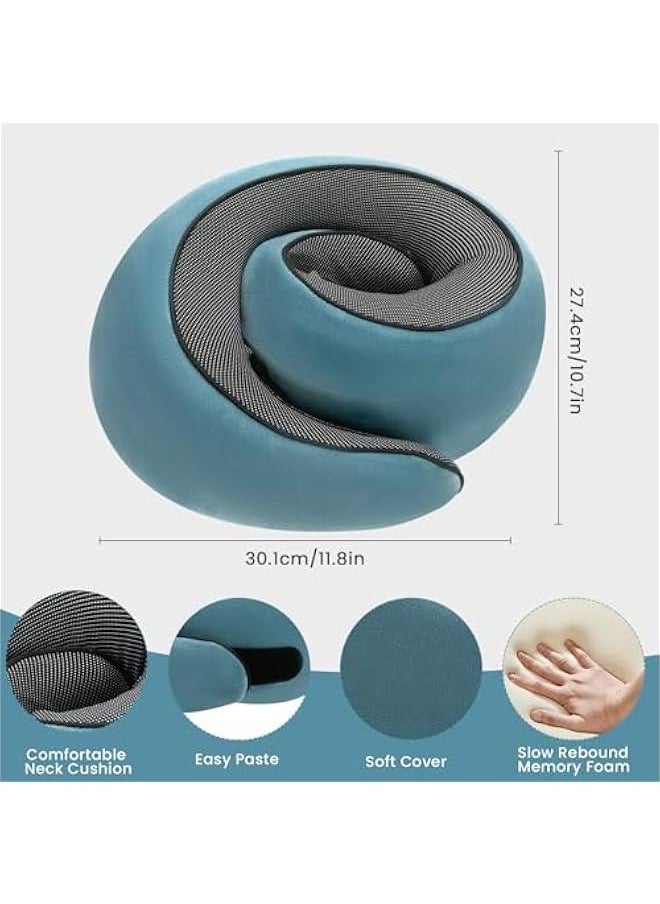 Neck Pillow, Travel Pillow uses Memory Foam to Support Neck Comfort, Ideal Companion for Airplane and car Travel, Compact, Convenient, and Versatile Airplane Sleep Pillow(Light Blue)