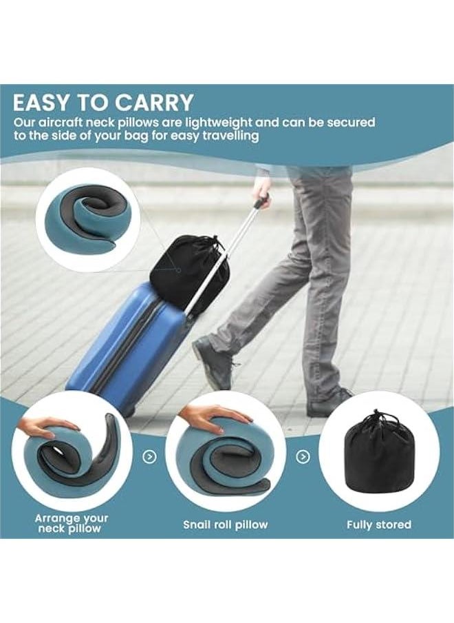 Neck Pillow, Travel Pillow uses Memory Foam to Support Neck Comfort, Ideal Companion for Airplane and car Travel, Compact, Convenient, and Versatile Airplane Sleep Pillow(Light Blue)