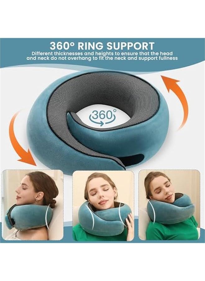 Neck Pillow, Travel Pillow uses Memory Foam to Support Neck Comfort, Ideal Companion for Airplane and car Travel, Compact, Convenient, and Versatile Airplane Sleep Pillow(Light Blue)