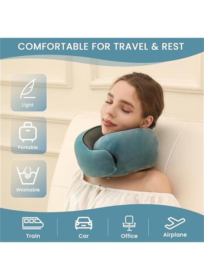Neck Pillow, Travel Pillow uses Memory Foam to Support Neck Comfort, Ideal Companion for Airplane and car Travel, Compact, Convenient, and Versatile Airplane Sleep Pillow(Light Blue)