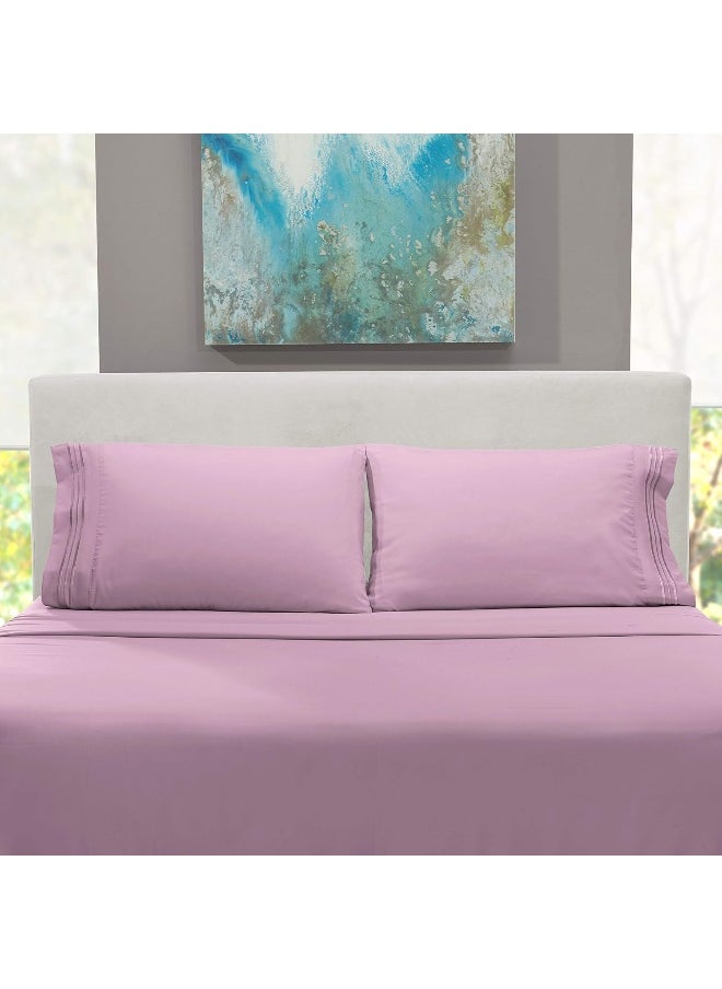 Nestl Deep Pocket Cal King Sheets Cal King Size Bed Sheets with Fitted and Flat Sheet, Pillow Cases - Extra Soft Microfiber Set with Deep Pockets for CK Sized Mattress - Lavender Dream
