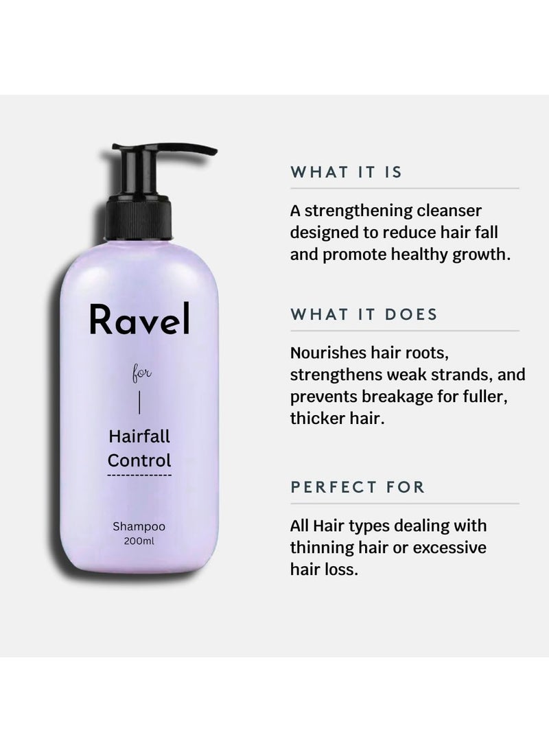 Hairfall Control Shampoo, Reduces Hair Fall & Strengthens Roots, Promotes Hair Growth & Adds Volume, For All Hair Types, Men & Women - 200ml