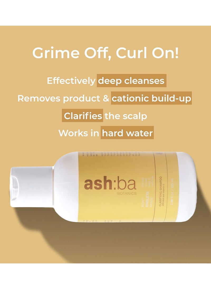 Clarifying Shampoo for Women & Men with Curly & Wavy Hair | Hard Water Expert To Deeply Cleanse, Remove Buildup & Exfoliate Scalp | with Vitamin C & Natural AHAs | Sulphate Free 100 ml