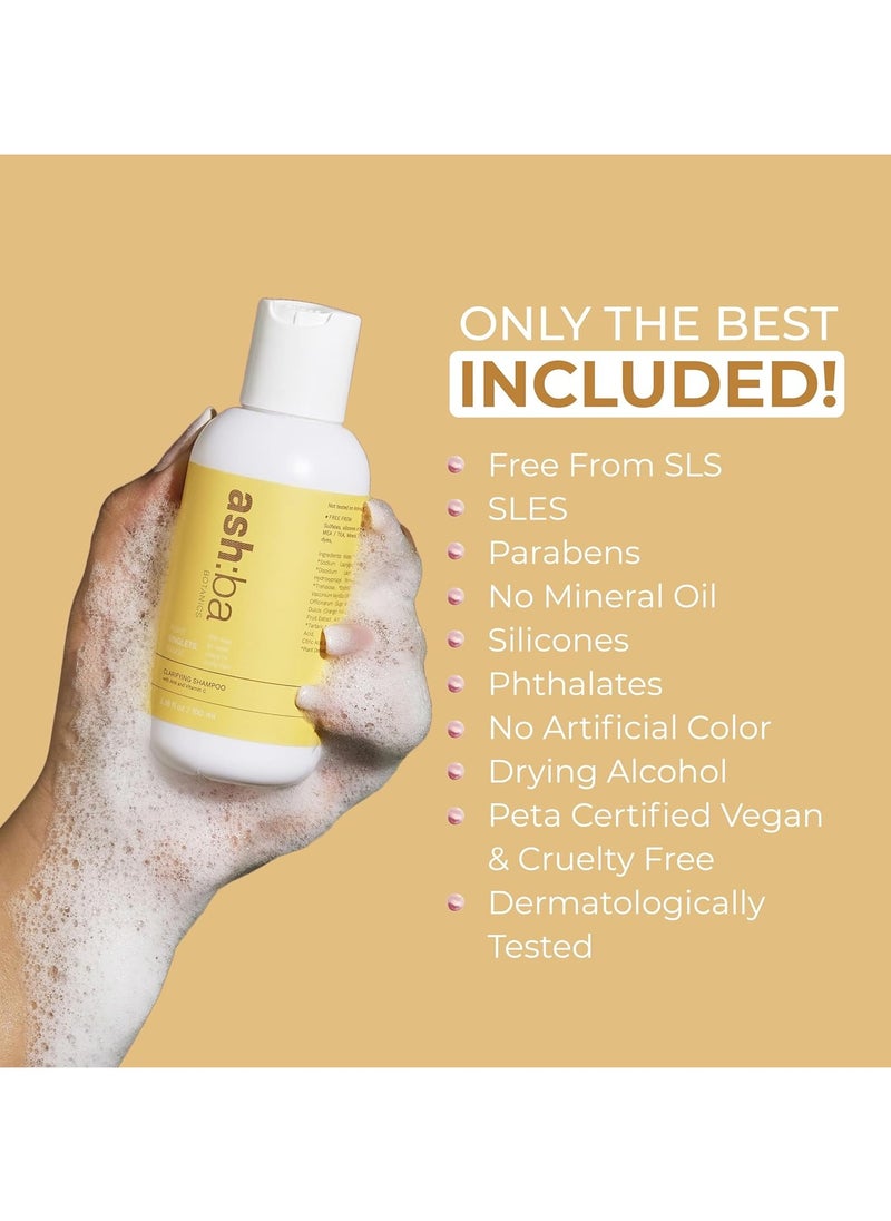 Clarifying Shampoo for Women & Men with Curly & Wavy Hair | Hard Water Expert To Deeply Cleanse, Remove Buildup & Exfoliate Scalp | with Vitamin C & Natural AHAs | Sulphate Free 100 ml