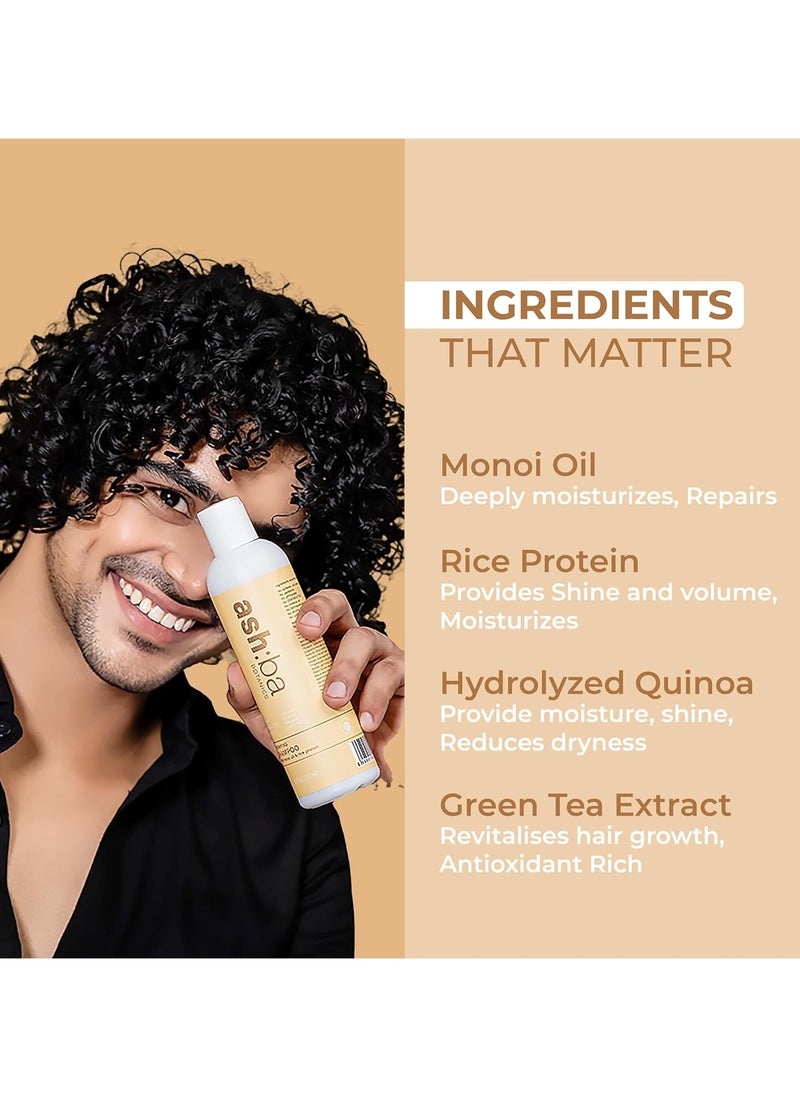 Hydrating Shampoo Straight,Wavy,Curly & Coily Hair|Curly Hair Shampoo Men & Women|Monoi Oil,Macadamia Oil,Green Tea Extract & Rice Protein|Hydrates,Balances Oil (Pack Of 1,237Ml)