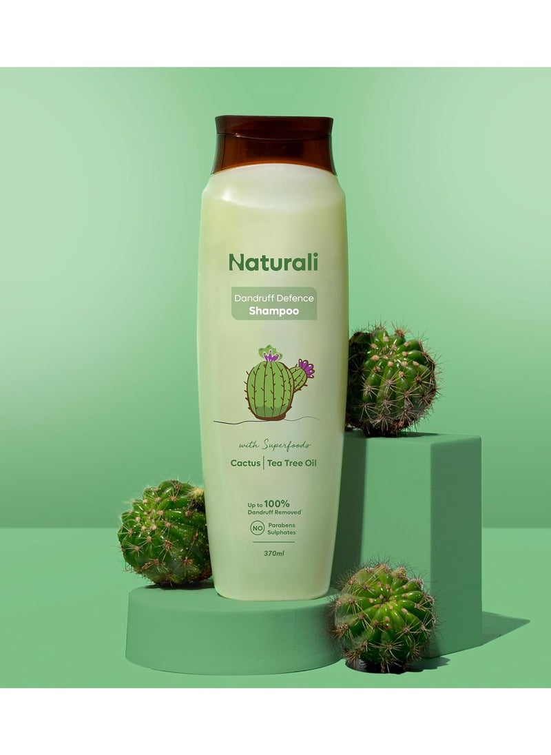 Dandruff Defence Shampoo with Tea Tree Oil & Cactus Extracts | Prevents Dandruff | Paraben and Sulphate Free Shampoo (370ml)