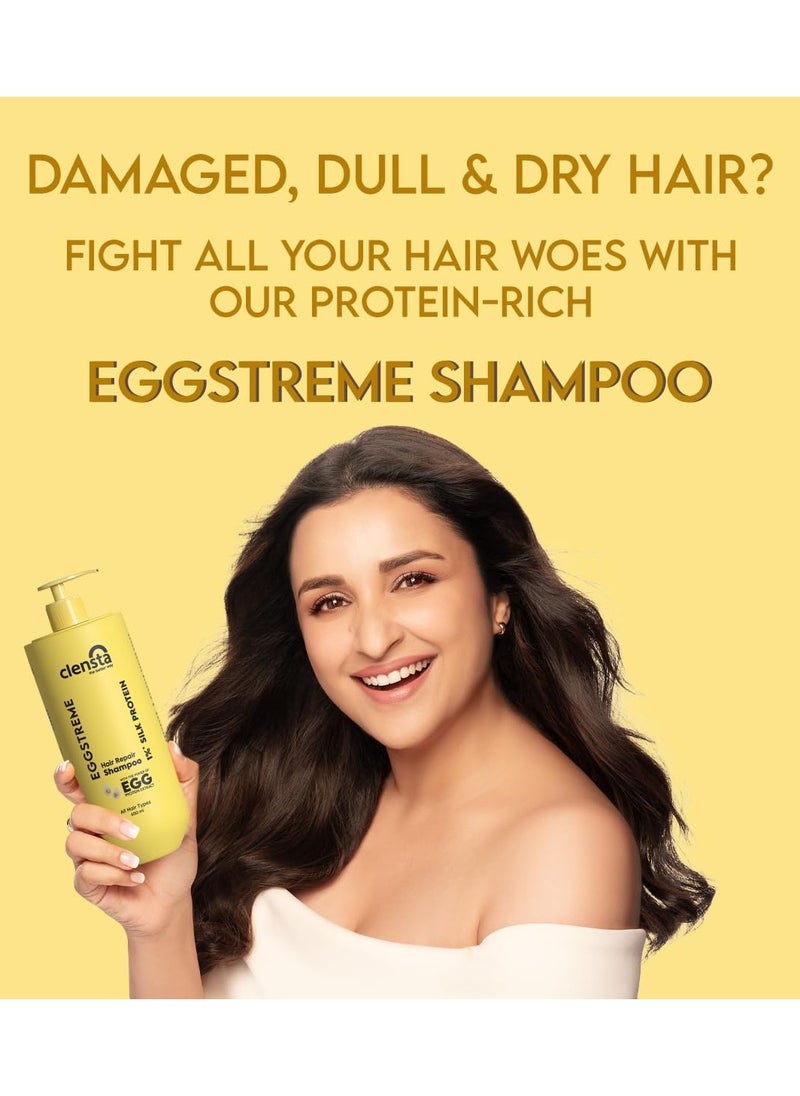 Eggstreme Hair Repair Shampoo With Egg Protein, Biotin & Hydrolyzed Silk Protein | Promotes Strengthening & Repair Damaged Hair | Sulfate & Paraben Free | For Men & Women - 650 ml