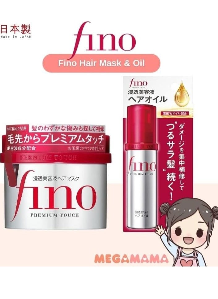 FINO Hair Serum 70ml and hair Mask Treatment 230g- Duo Power for Stronger and healthy Hair- Best for damage & hair fall problem