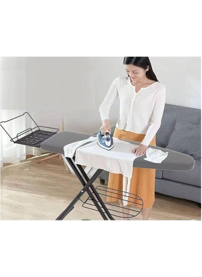 Foldable Lightweight Duty Ironing Board with Cloth Hanger and Storage Shelf, 48x15 Inches – Compact & Space-Saving Design (Grey)