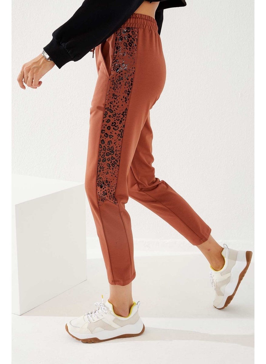 Shiny Printed Patterned Skinny Leg Cinnamon Women's Tracksuit Bottoms