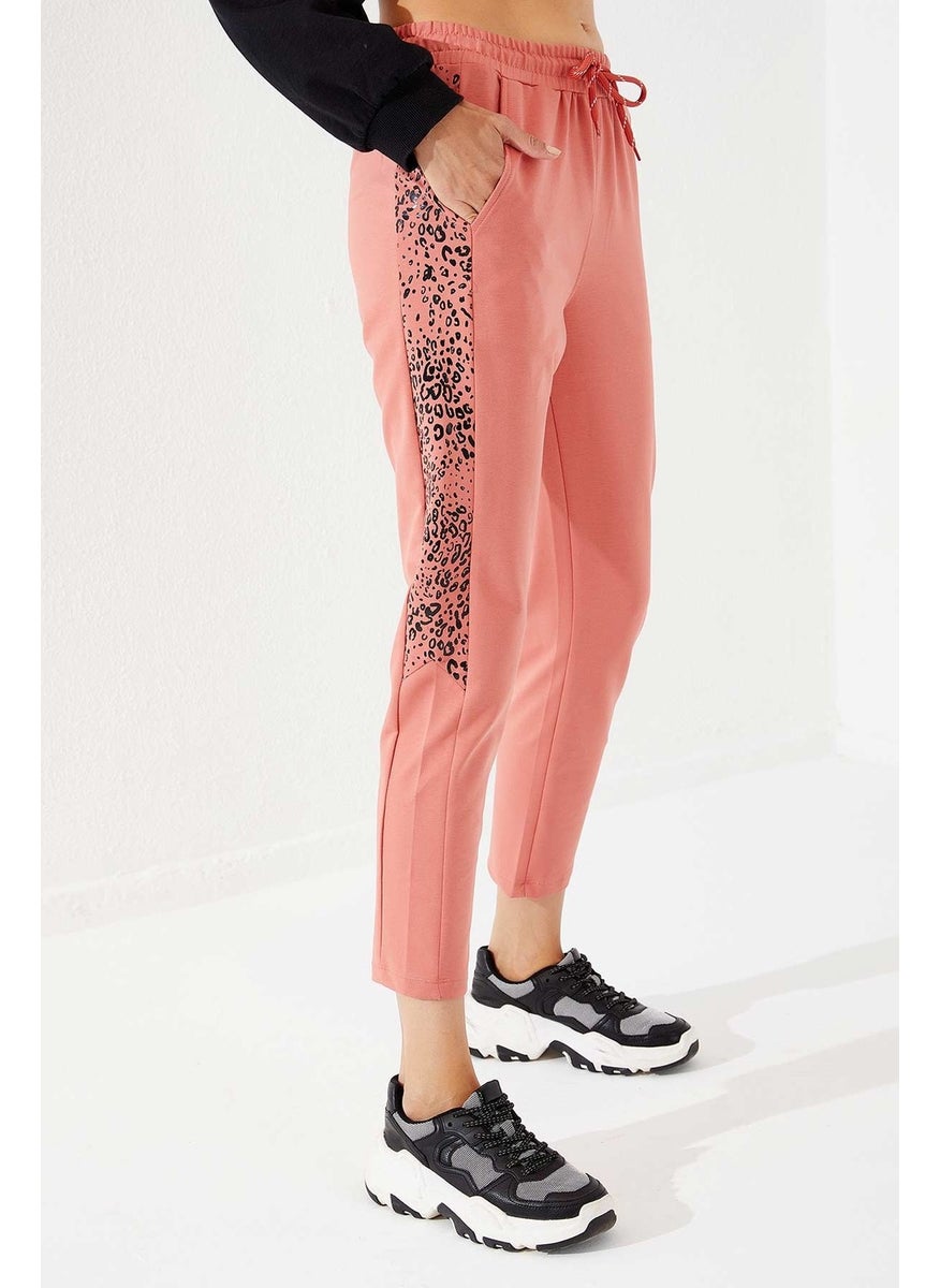 Shiny Printed Patterned Skinny Leg Powder Women's Tracksuit Bottoms