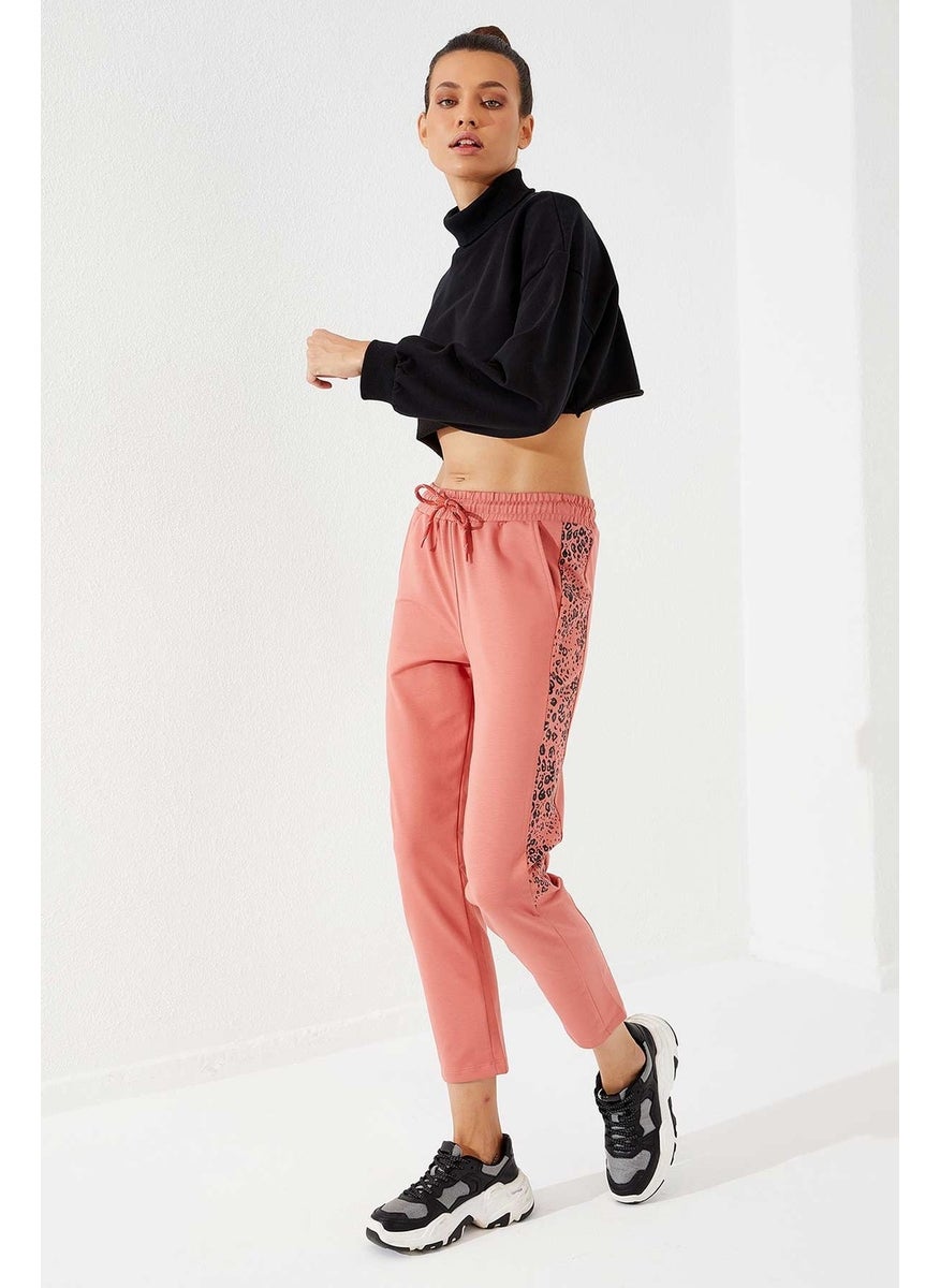 Shiny Printed Patterned Skinny Leg Powder Women's Tracksuit Bottoms