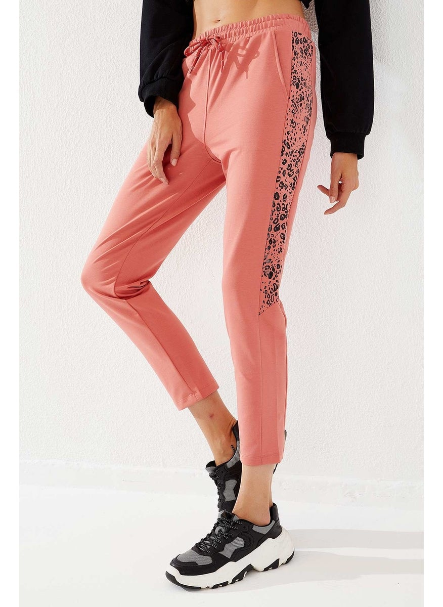 Shiny Printed Patterned Skinny Leg Powder Women's Tracksuit Bottoms