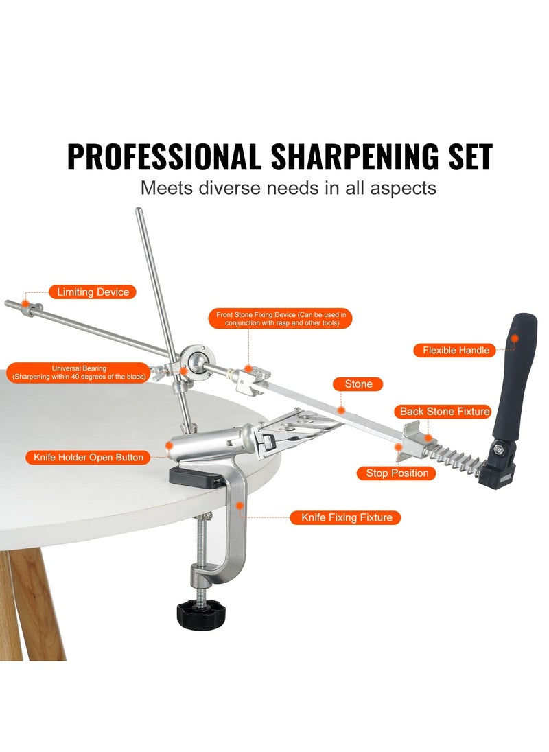 Knife Sharpener Kit, 360° Rotation Flip Fixed Angle Knife Sharpening System with 9 Whetstones 120-10000 Grit, Professional Kitchen Chef Knife Sharpening Kit for All Knives and Scissors