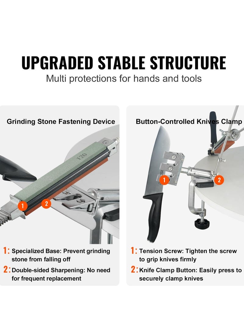 Knife Sharpener Kit, 360° Rotation Flip Fixed Angle Knife Sharpening System with 9 Whetstones 120-10000 Grit, Professional Kitchen Chef Knife Sharpening Kit for All Knives and Scissors