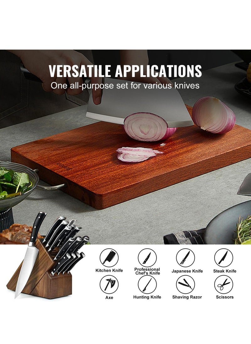 Knife Sharpener Kit, 360° Rotation Flip Fixed Angle Knife Sharpening System with 9 Whetstones 120-10000 Grit, Professional Kitchen Chef Knife Sharpening Kit for All Knives and Scissors
